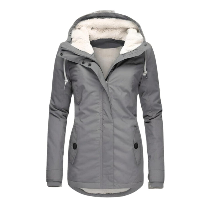 Dames Winterparka Gevoerde Women Coat Sherpa Capuchon Slim-Fit - Grijs