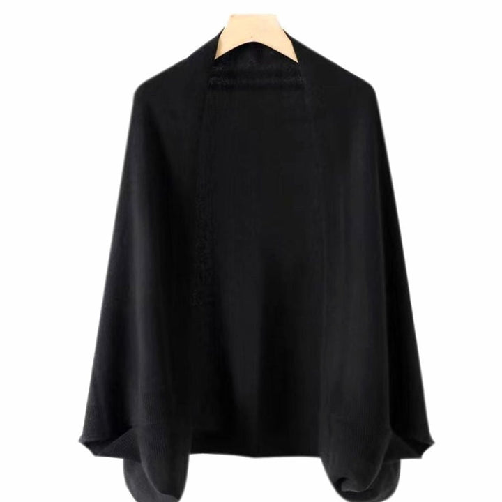 Dames Zachte Kunstkasjmier Veelzijdige Sjaal Poncho - Zwart