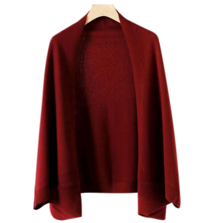 Dames Zachte Kunstkasjmier Veelzijdige Sjaal Poncho - Bordeaux