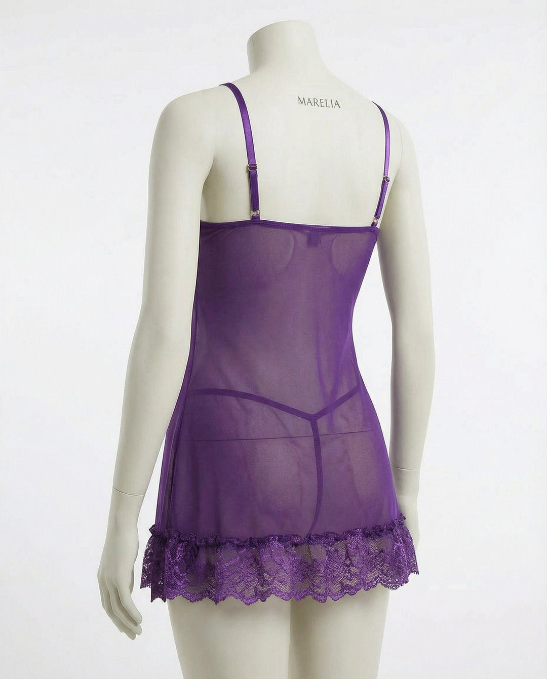 Doorzichtige Mesh Kant Chemise Nachtjapon Inclusief G-String