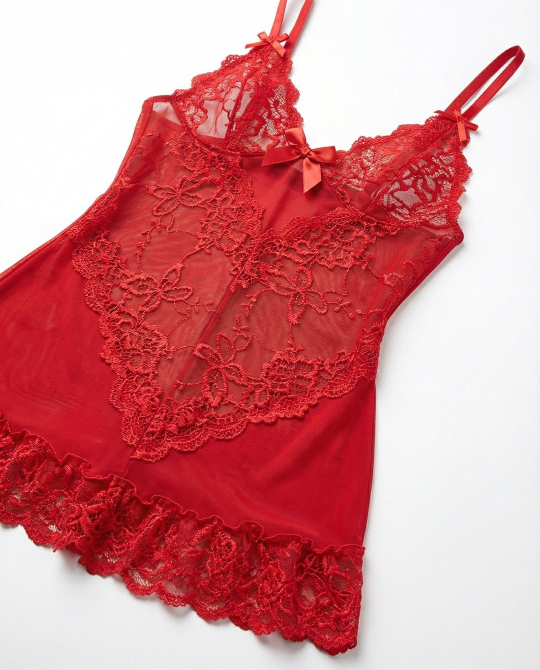 Doorzichtige Mesh Kant Chemise Nachtjapon Inclusief G-String