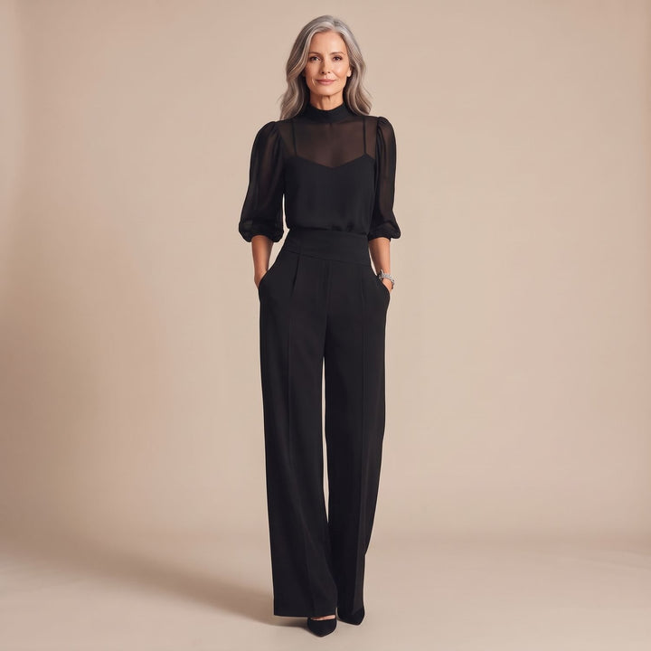 Driedelige Damesset Transparante Top Camisole Wijde Broek