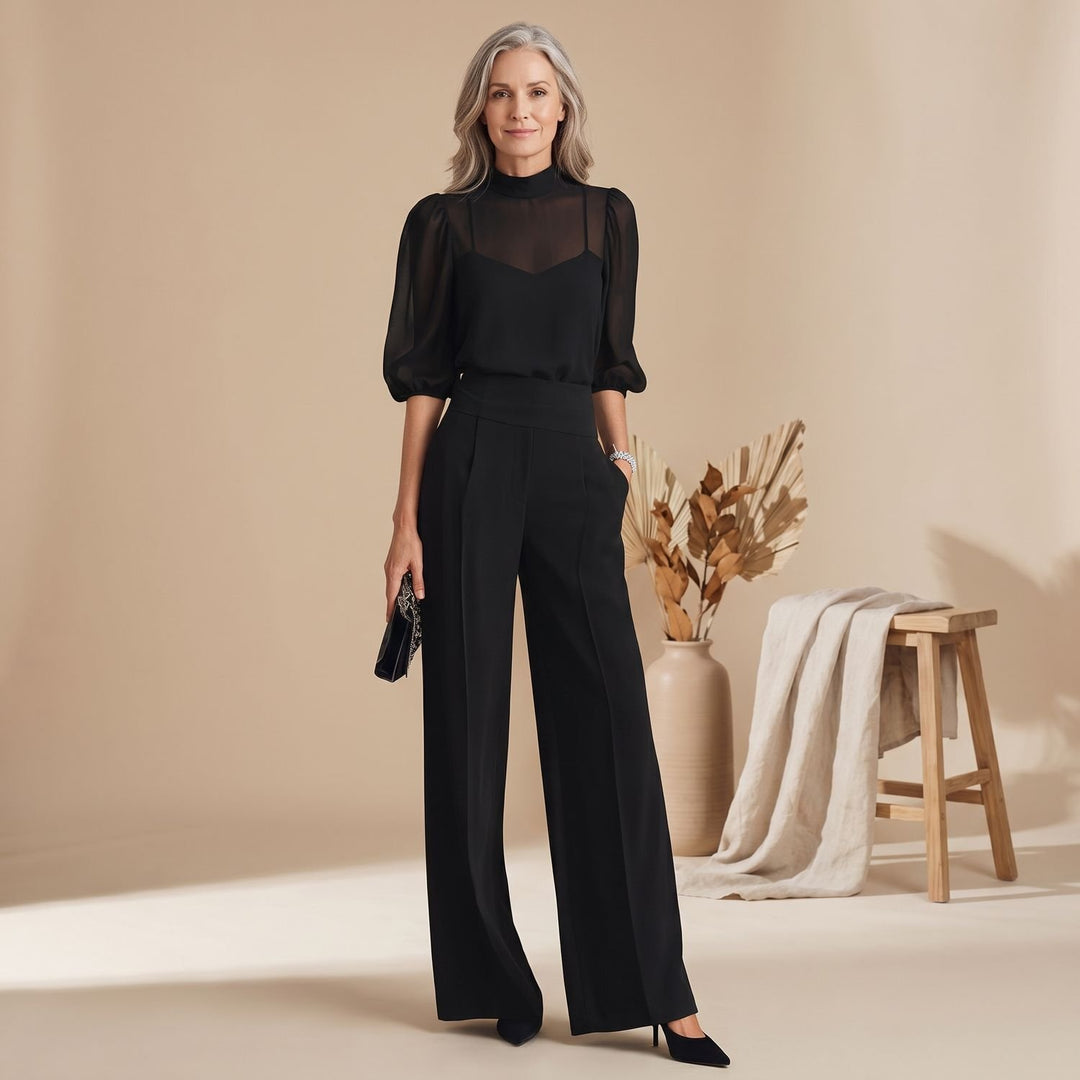 Driedelige Tweedelige Set Dames Chiffon Top Camisole Wijde Broek