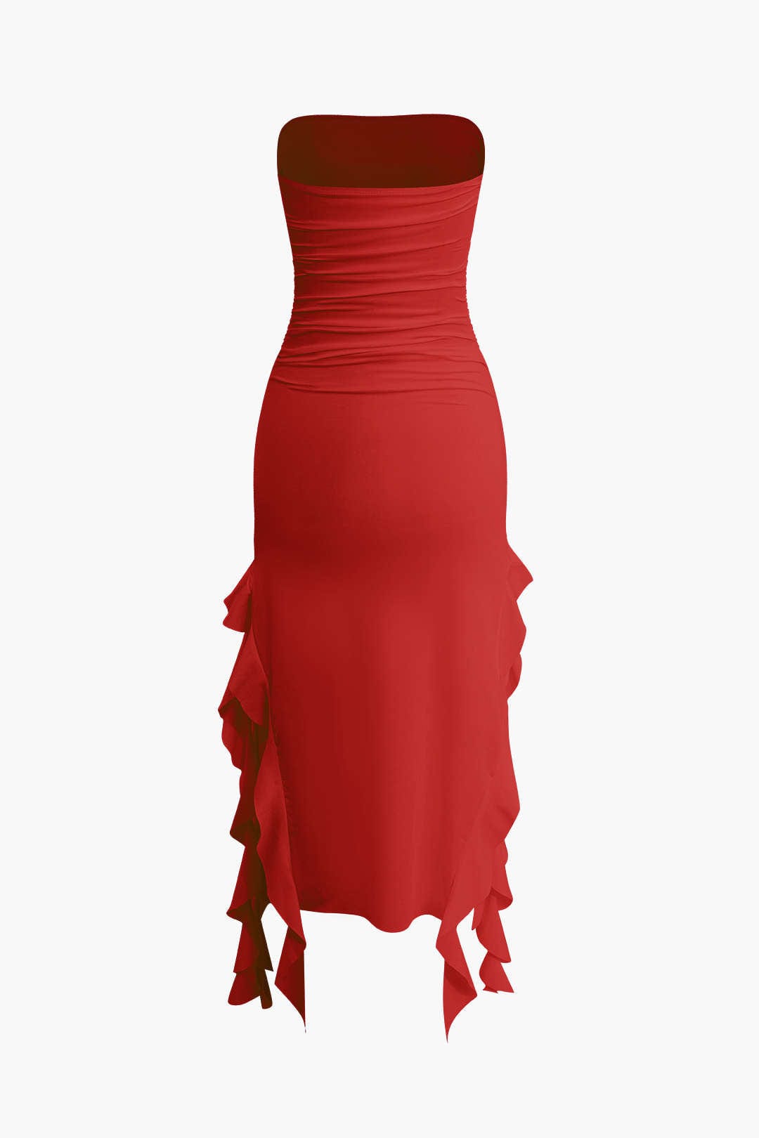 Sofia | Elegante Bandeau-Maxikleed met Volant-Details – Tijdloze Raffinement