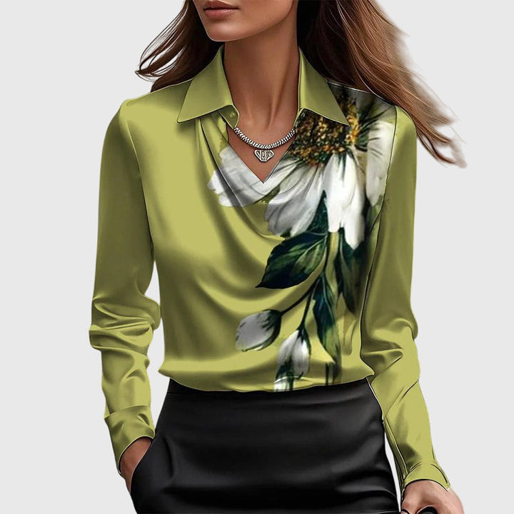 Athena | Dames Top met Watervalhals en Lange Mouwen