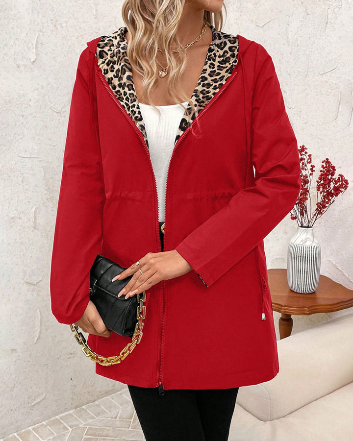 Hailey | Damen Leopardenprint Hoodie mit Reißverschluss