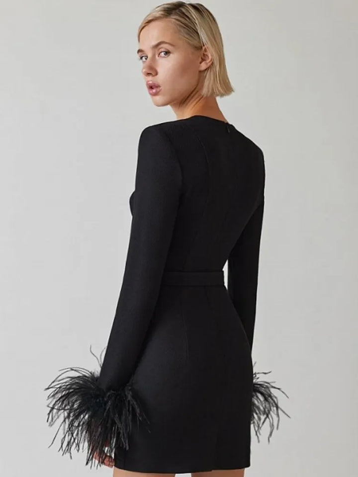 Sofia | Elegante Minidress met Veerdetails