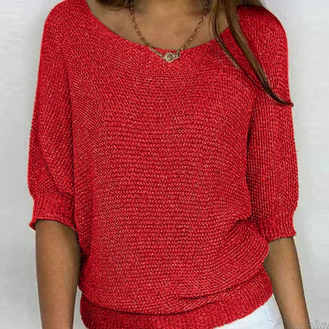 Eleganter Pullover Damen Lockerer Strickpullover Rundhals