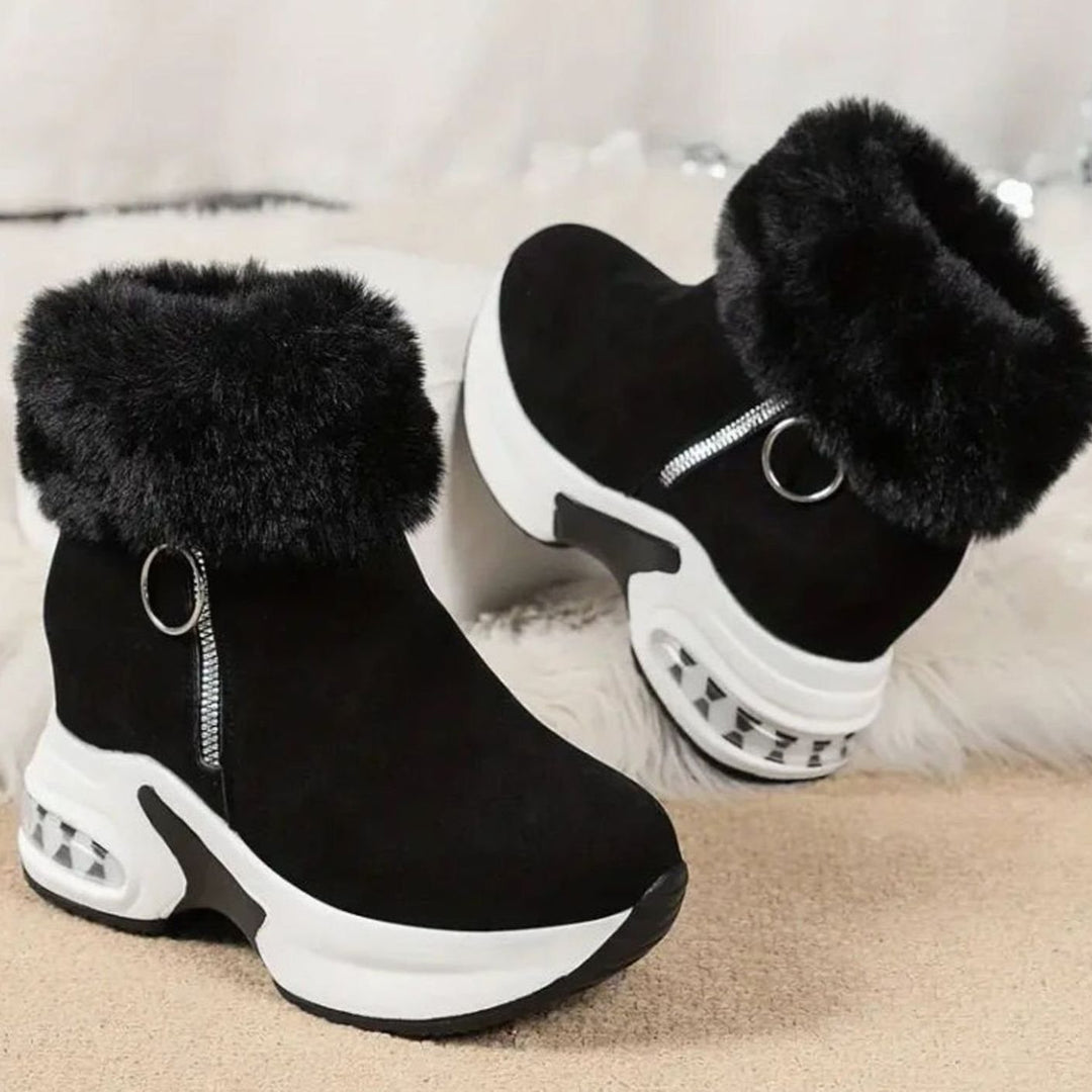 Enkellaarsjes Dames Warme Winterlaarzen Antislip Luchtkussen Zool - Zwart