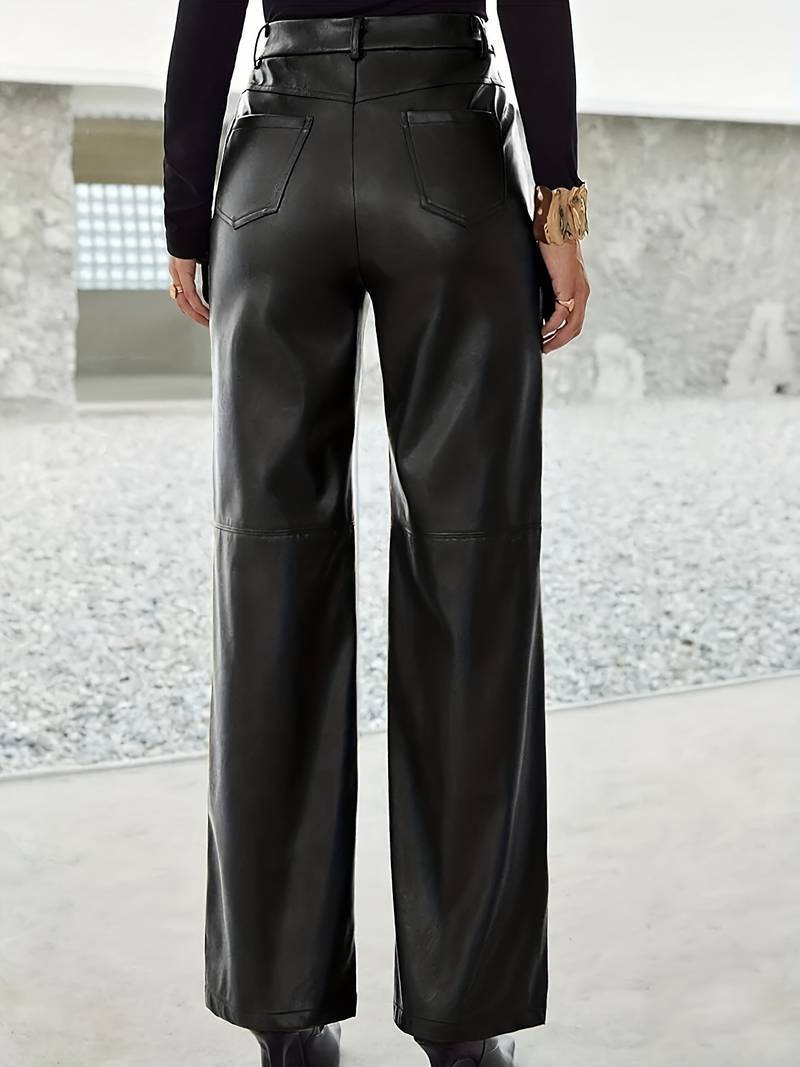Alex | Stilvolle Flared-Hosen aus Kunstleder für Damen