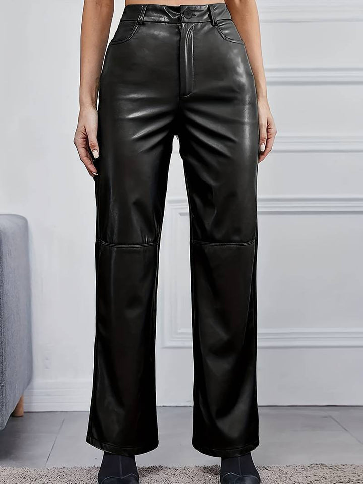 Alex | Stilvolle Flared-Hosen aus Kunstleder für Damen