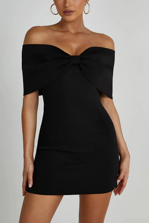 Elly | Off-Shoulder Minikleid mit Schleifendetail