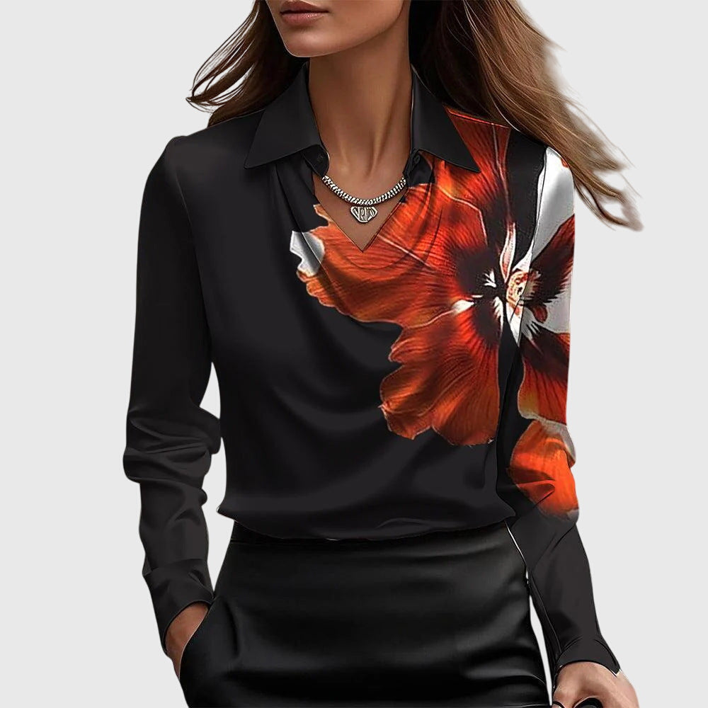 Athena | Dames Top met Watervalhals en Lange Mouwen