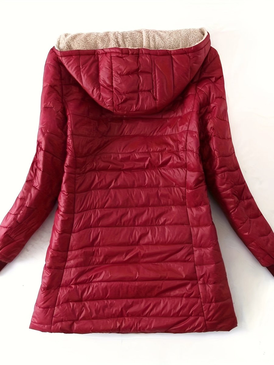 Fleece Gevoerde Puffer Jas Dames Halflang Ritssluiting