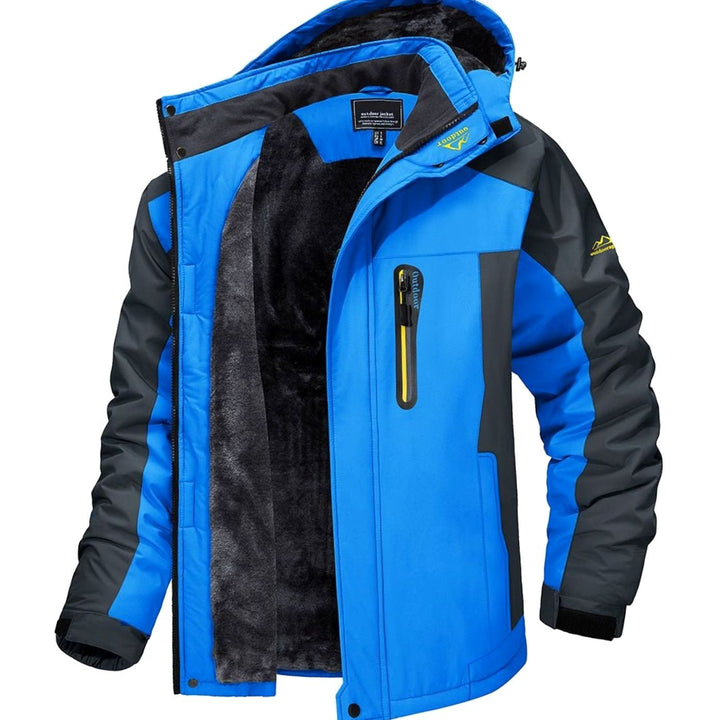 Fleece Gevoerde Waterdichte Winterjas Heren met Capuchon - Blauw