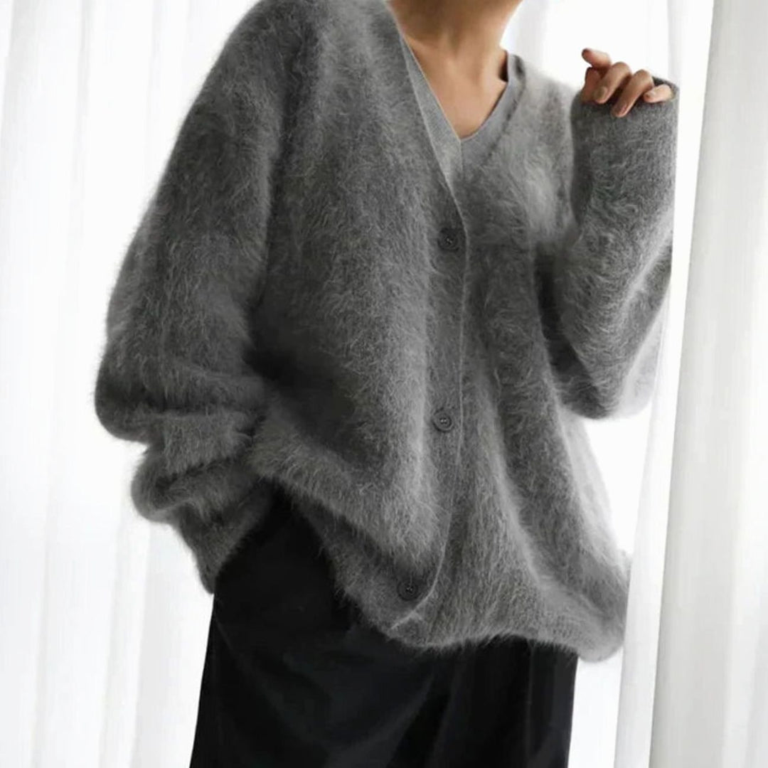 Fluffy V-hals Cardigan Dames Losse Knopen Vest