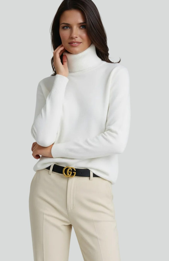Gebreide Coltrui Dames Slim Fit met Ribboorden - Wit