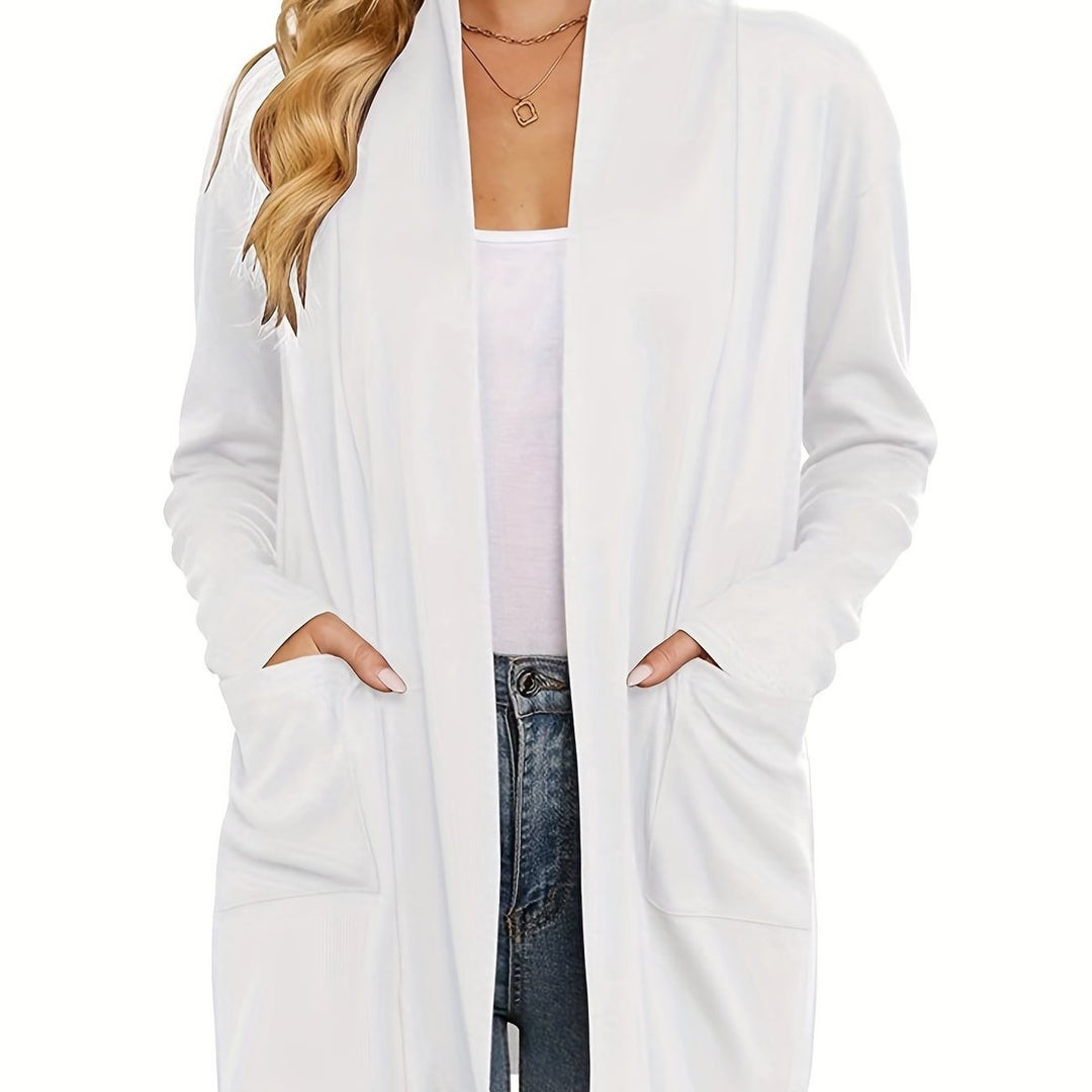 Gebreide trui dames casual vest open voorkant lange mouwen - Wit