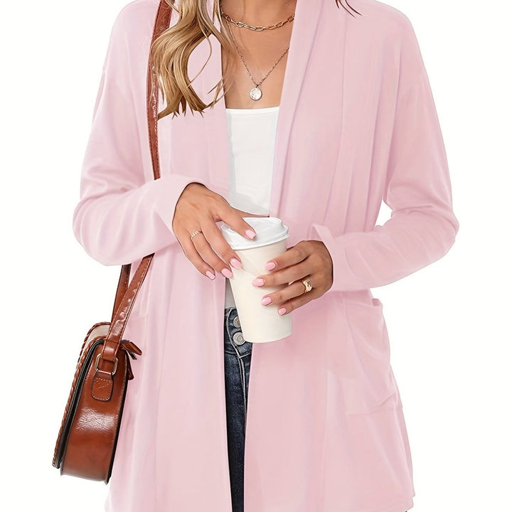 Gebreide trui dames casual vest open voorkant lange mouwen - Roze