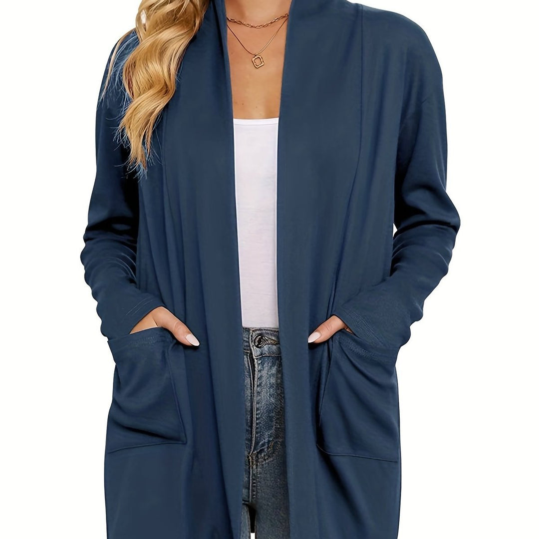 Gebreide trui dames casual vest open voorkant lange mouwen - Marineblauw