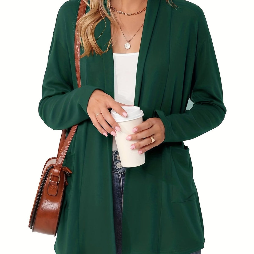 Gebreide trui dames casual vest open voorkant lange mouwen - Groen