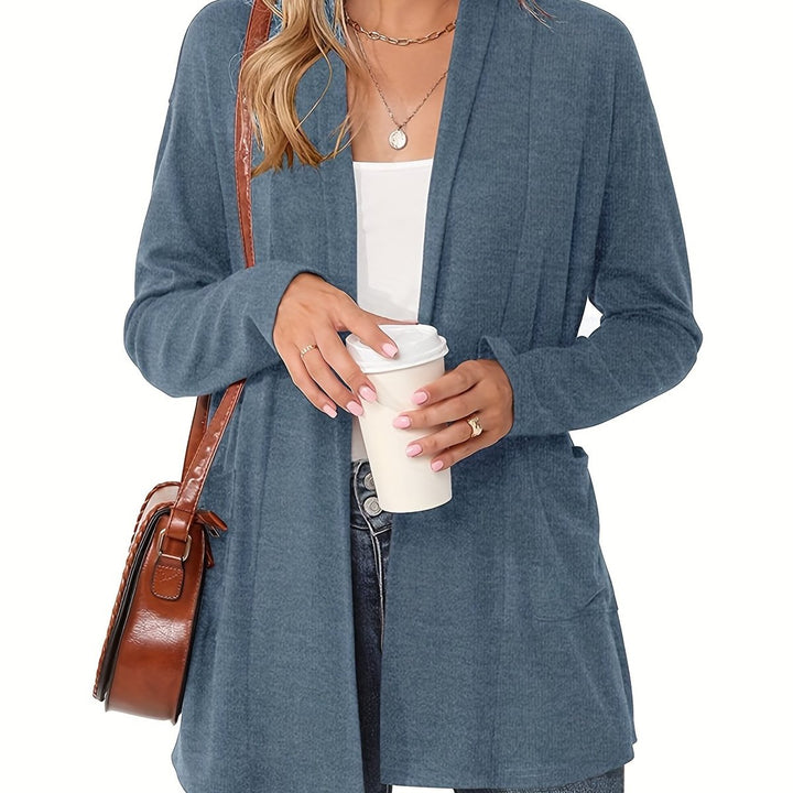 Gebreide trui dames casual vest open voorkant lange mouwen - Lichtblauw