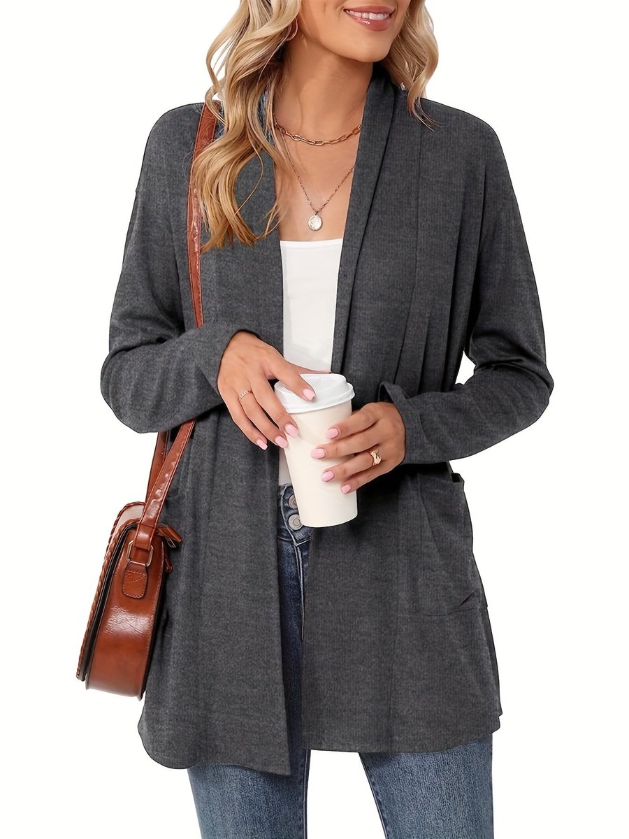 Gebreide trui dames casual vest open voorkant lange mouwen
