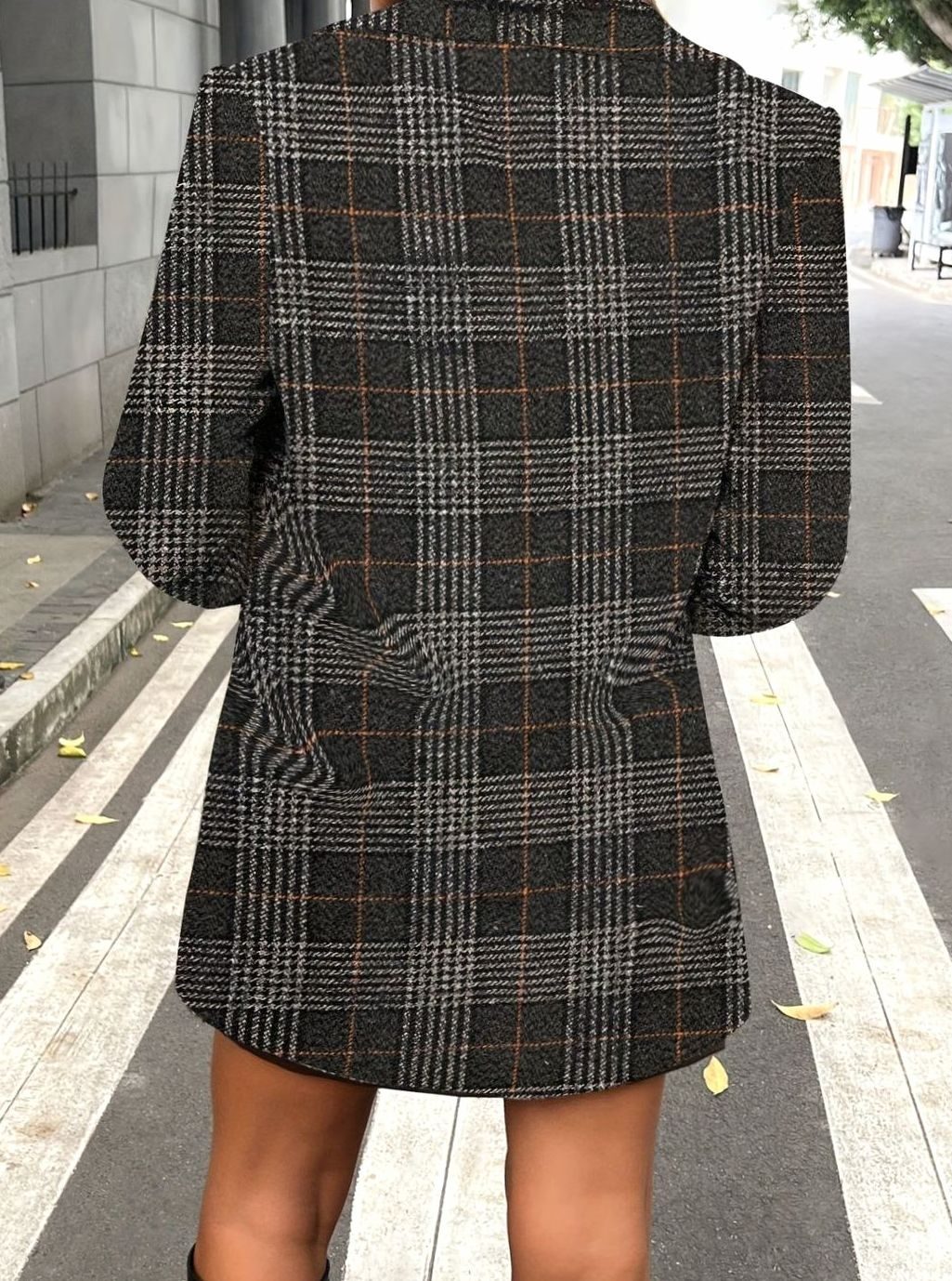 Geruite Trenchcoat Dames Dubbele Knoopsluiting Halflange Overjas