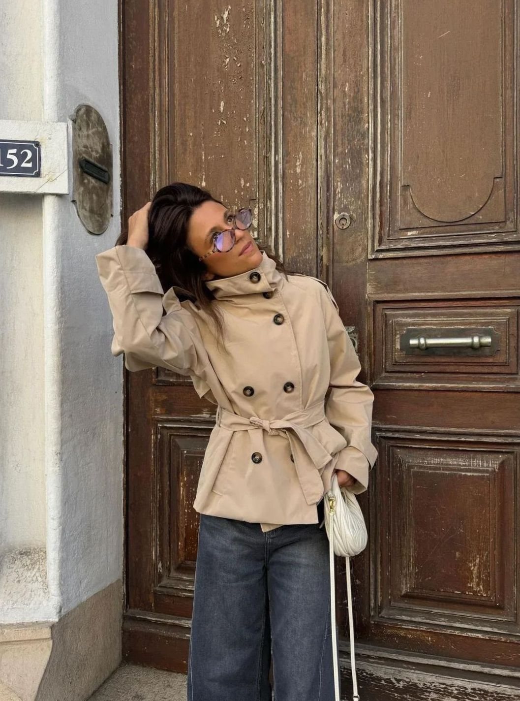 Getailleerde Korte Trenchcoat Winterjas Dames Waterafstotend