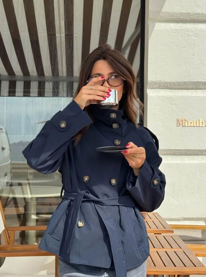 Getailleerde Korte Trenchcoat Winterjas Dames Waterafstotend