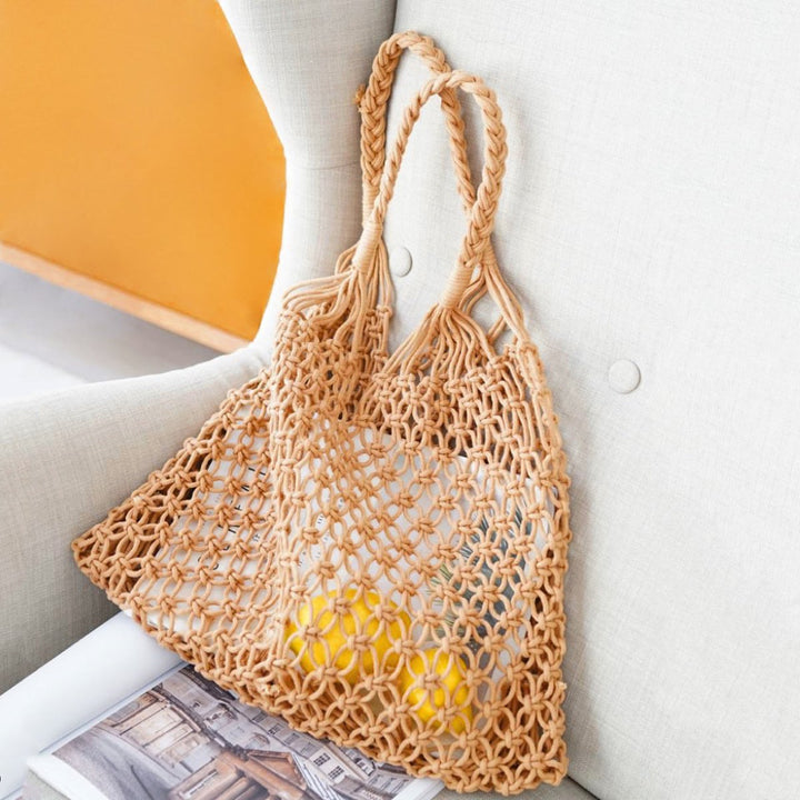 Gevlochten Katoenen Macramé Tote Bag Boodschappentas