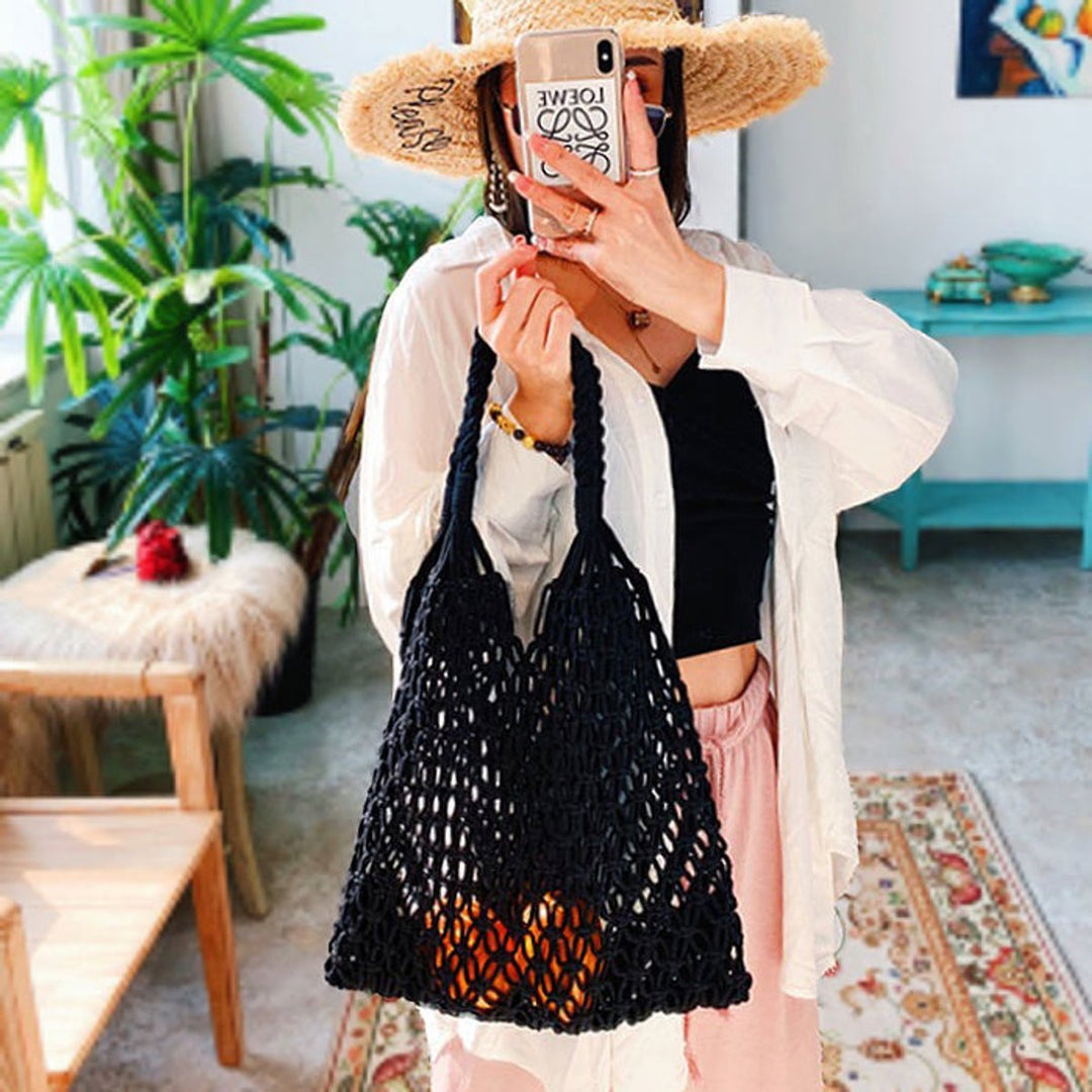 Gevlochten Katoenen Macramé Tote Bag Boodschappentas