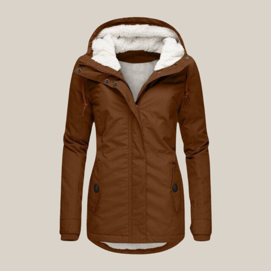 Gevoerde quilted jacket dames met sherpa voering en verstelbare capuchon