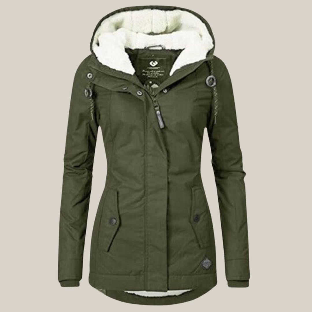 Gevoerde quilted jacket dames met sherpa voering en verstelbare capuchon
