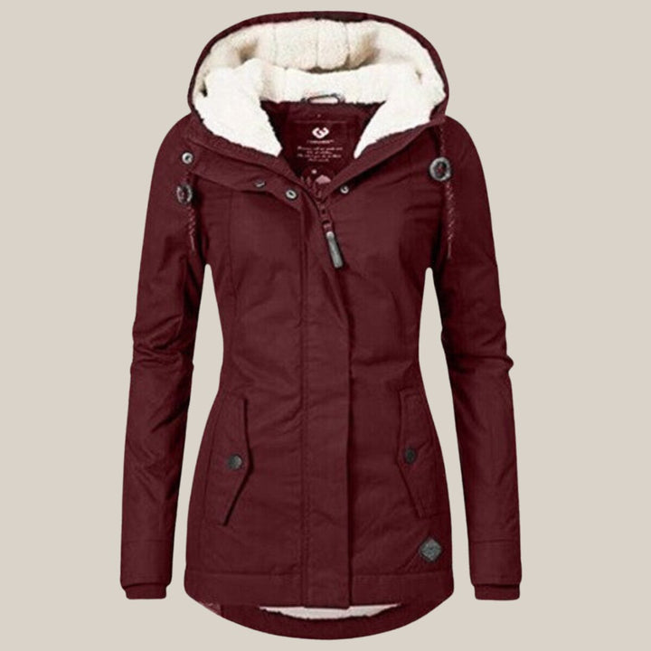 Gevoerde quilted jacket dames met sherpa voering en verstelbare capuchon