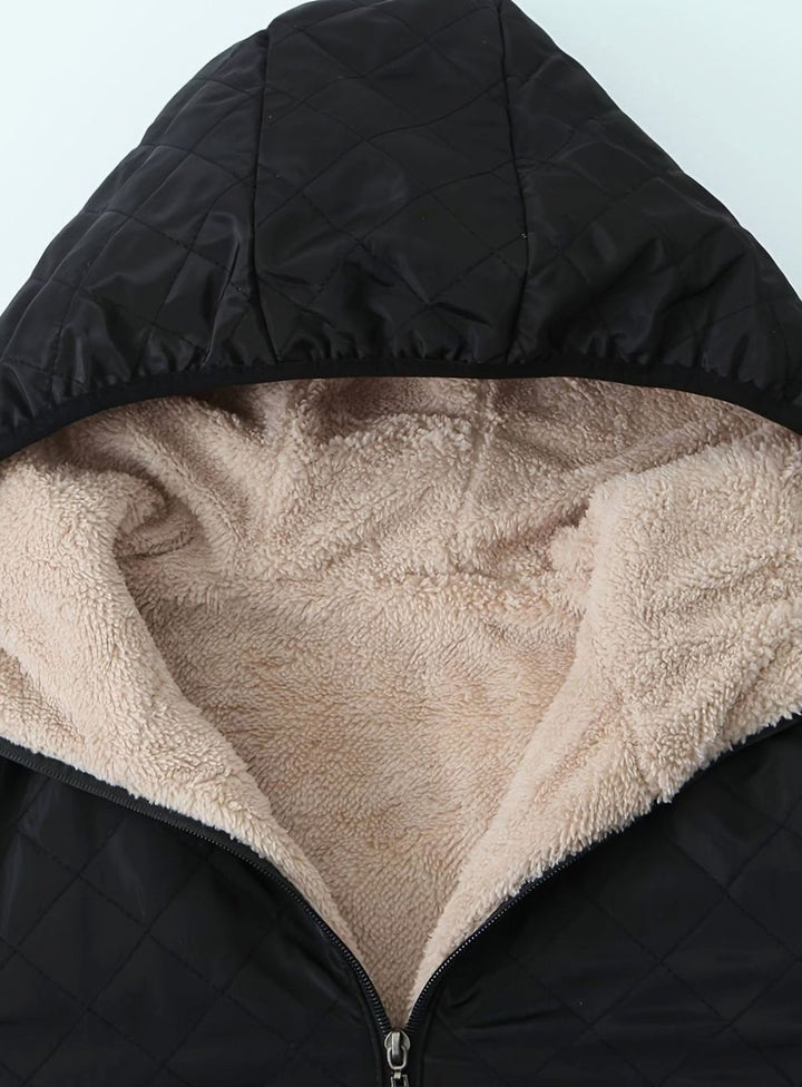Gewatteerde Halflange Puffer Jas Dames Fleece Gevoerd
