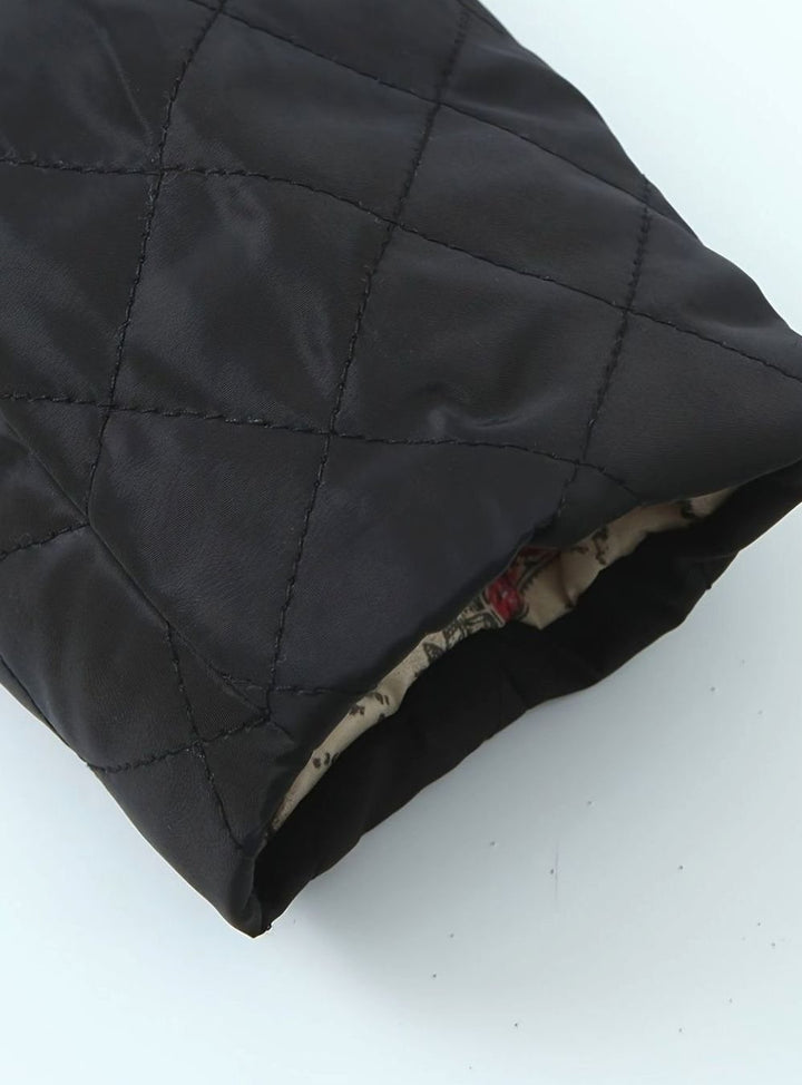 Gewatteerde Halflange Puffer Jas Dames Fleece Gevoerd