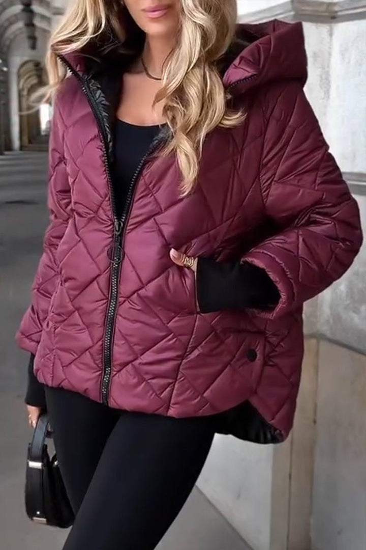 Gewatteerde jacket dames met capuchon en ritsluiting