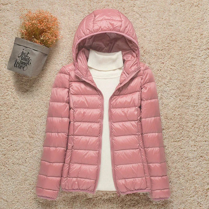 Gewatteerde jacket dames ultralight donsjack met capuchon - Roze