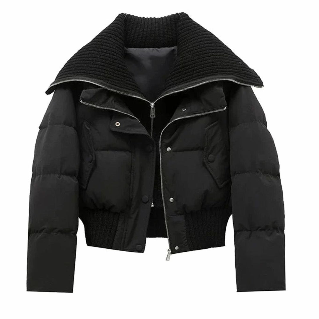 Gewatteerde Oversized Puffer Jas Dames Hoge Kraag Ritssluiting - Zwart