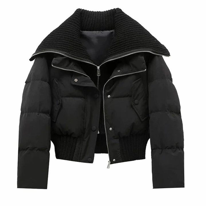 Gewatteerde Oversized Puffer Jas Dames Hoge Kraag Ritssluiting - Zwart