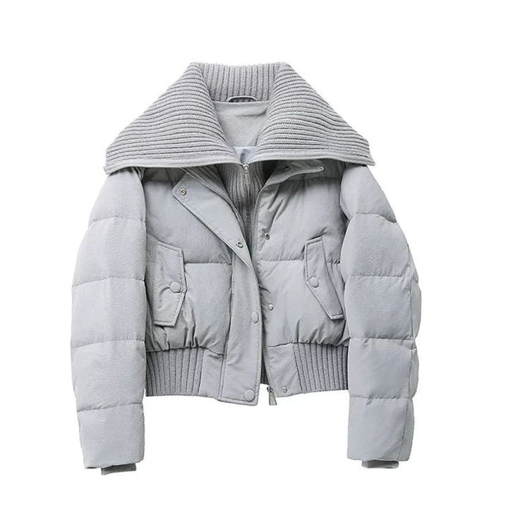 Gewatteerde Oversized Puffer Jas Dames Hoge Kraag Ritssluiting - Grijs