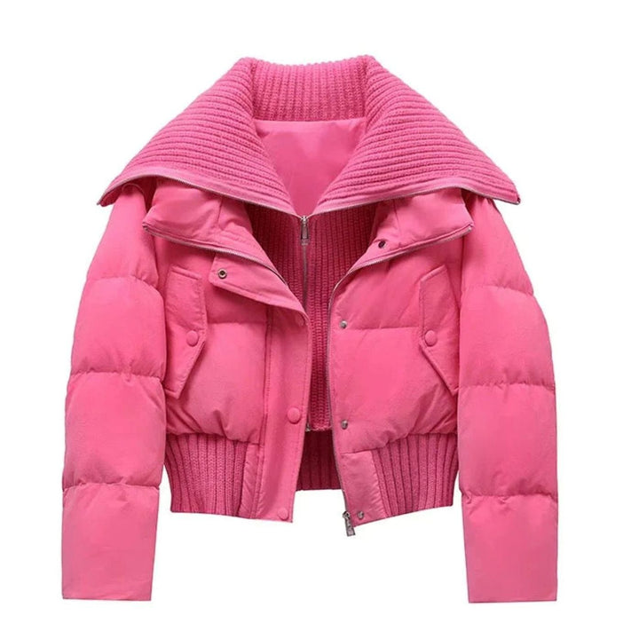 Gewatteerde Oversized Puffer Jas Dames Hoge Kraag Ritssluiting - Roze