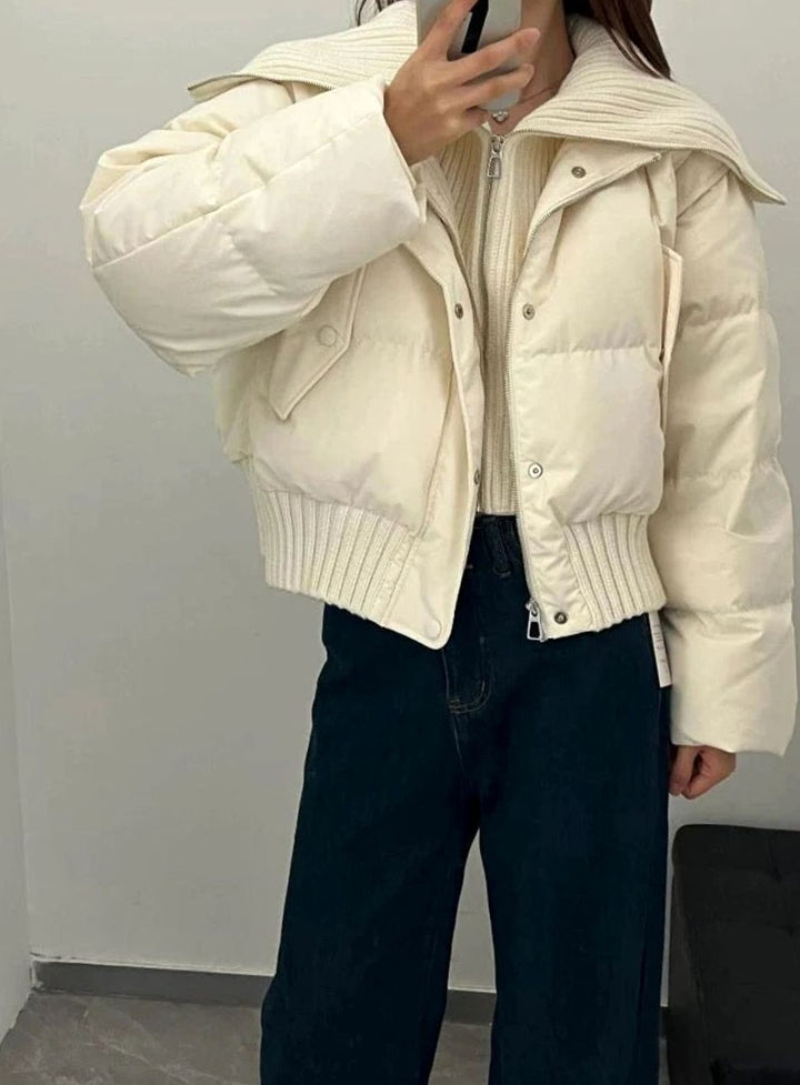Gewatteerde Oversized Puffer Jas Dames Hoge Kraag Ritssluiting