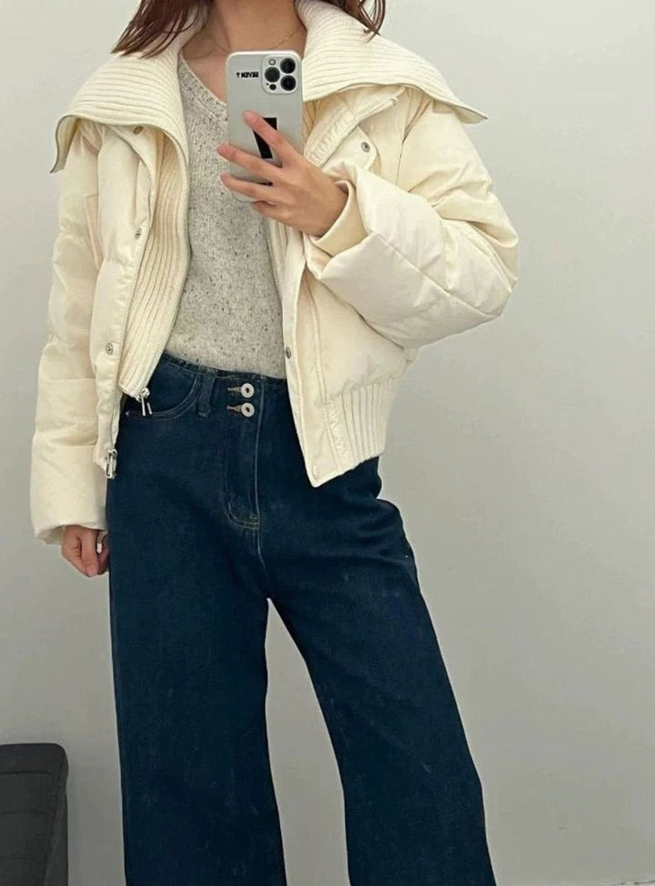 Gewatteerde Oversized Puffer Jas Dames Hoge Kraag Ritssluiting