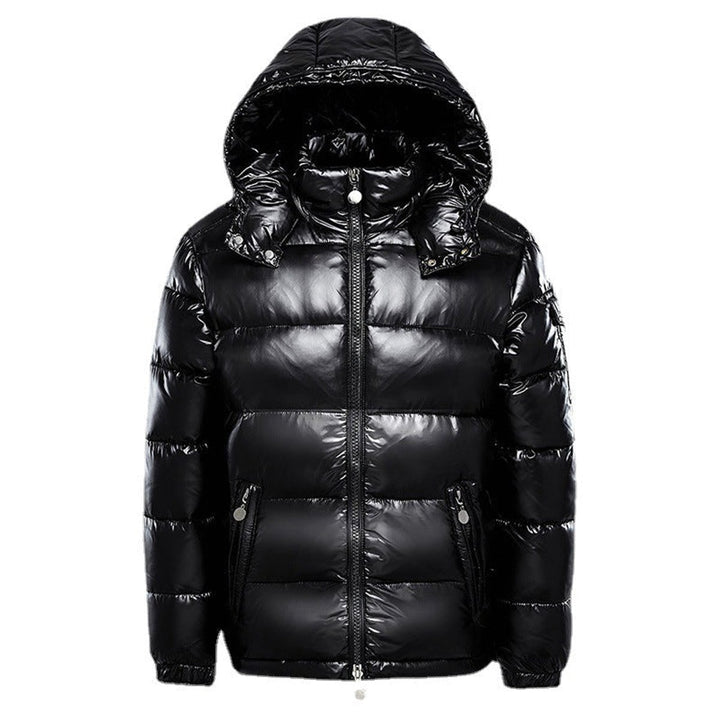 Glanzende Gewatteerde Puffer Jas Dames Capuchon Winterjas - Zwart