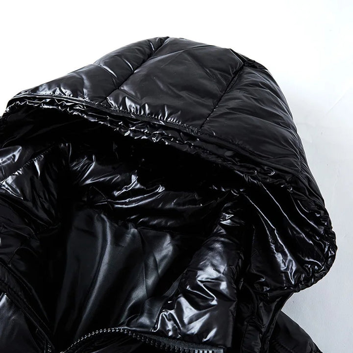 Glanzende Gewatteerde Puffer Jas Dames Capuchon Winterjas