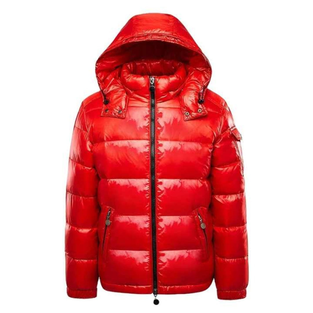 Glanzende Gewatteerde Puffer Jas Dames Capuchon Winterjas - Rood