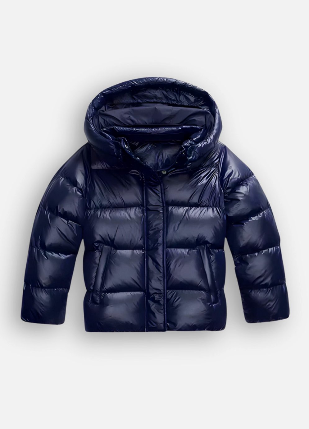 Glanzende Gewatteerde Winterjas Dames met Capuchon Slim Fit - Blauw