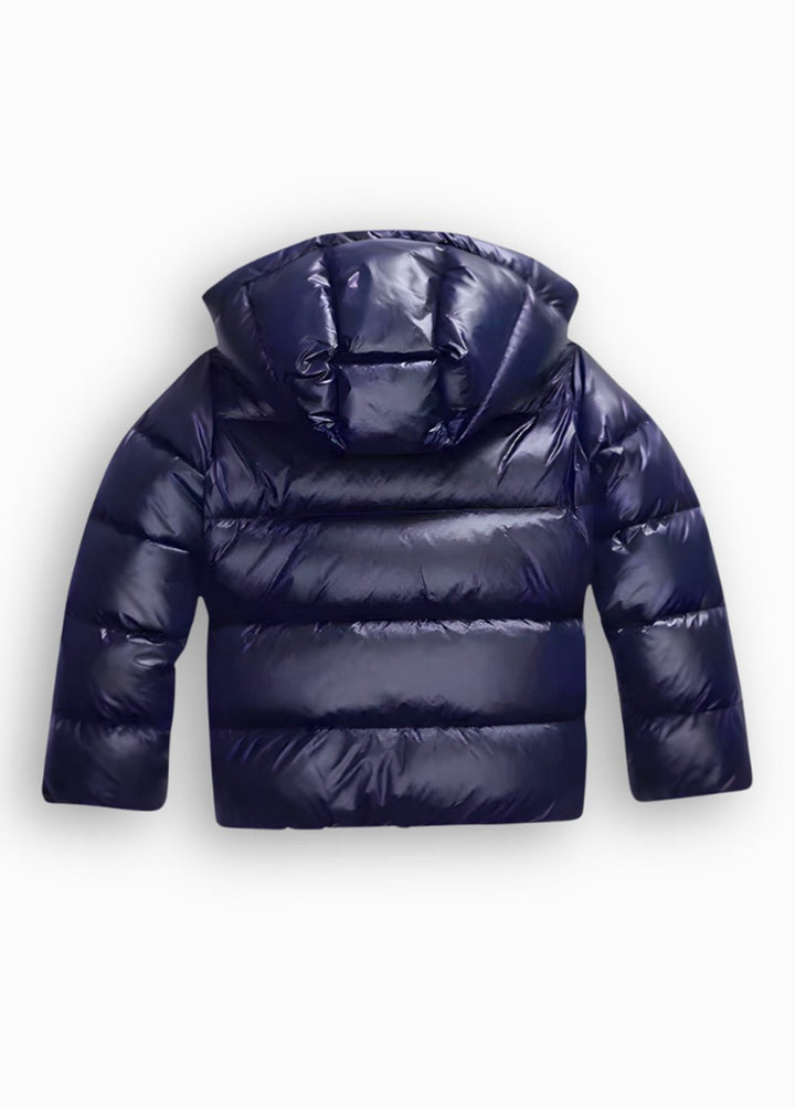 Glanzende Gewatteerde Winterjas Dames met Capuchon Slim Fit